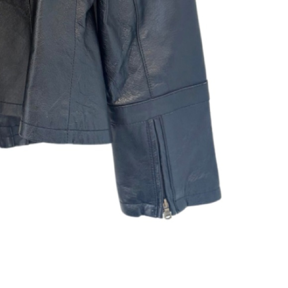 Guess Black Leather Ribbed Jacket | S - Picture 9 of 10